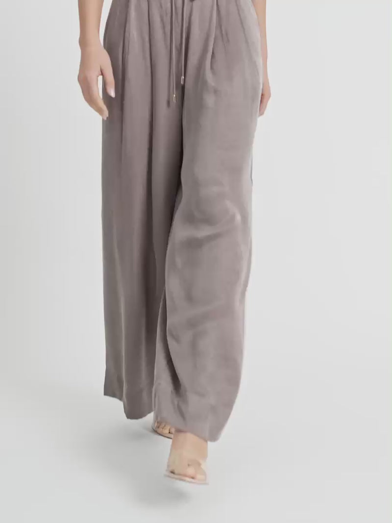 SOFIA CUPRO PANT IN TAUPE VIDEO