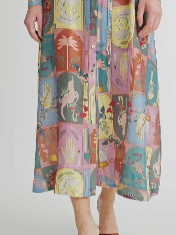 MYSTIC TAROT MIDI DRESS PRINT VIDEO